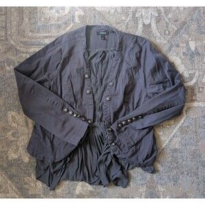 Torrid Jacket Size 0 Lg Grey Ruffle Hem Button Front Renaissance Jane Austen